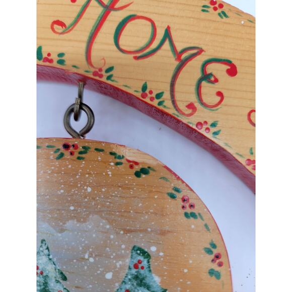 Vintage Wooden Heart Hand Painted Christmas Hanging Wall Decor - Picture 4 of 7